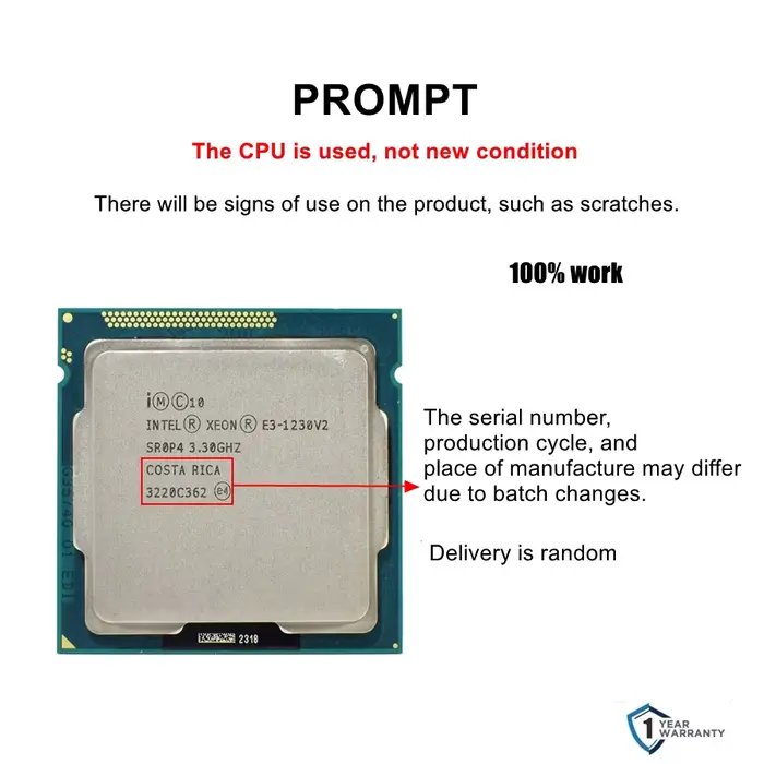 Processeur Intel Xeon E3 1230 V2 3,3 GHz 4 cœurs LGA 1155 CPU 1230V2