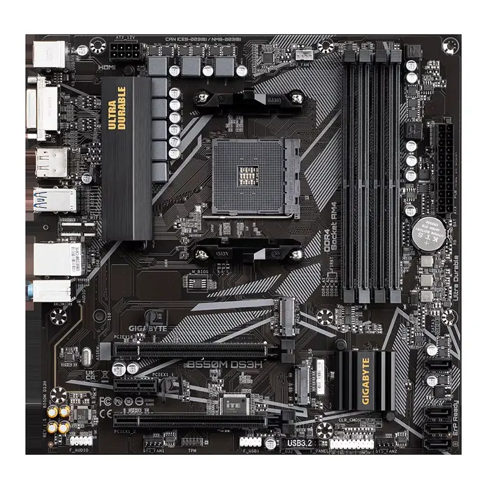 Carte mère GIGABYTE B550M DS3H AM4 compatible avec les processeurs AMD B550 Ryzen 5 5600G/5600X