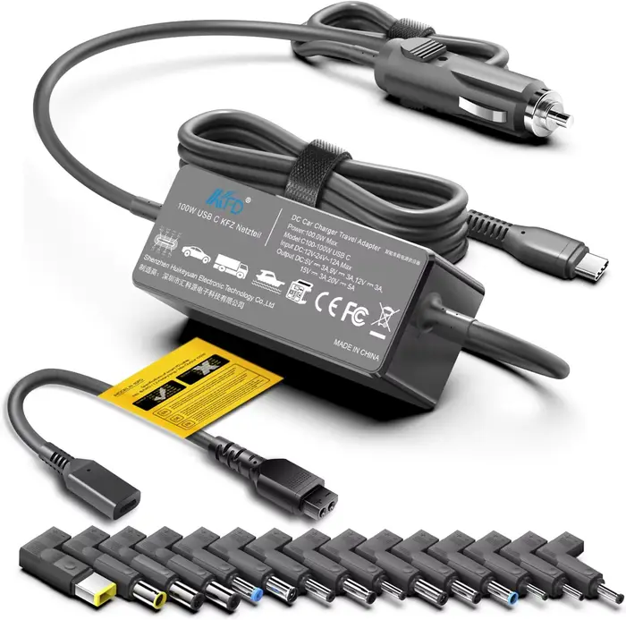 Chargeur universel USB-C pour ordinateur portable et voiture, adaptateur PD 100W 65W 45W DC pour Len