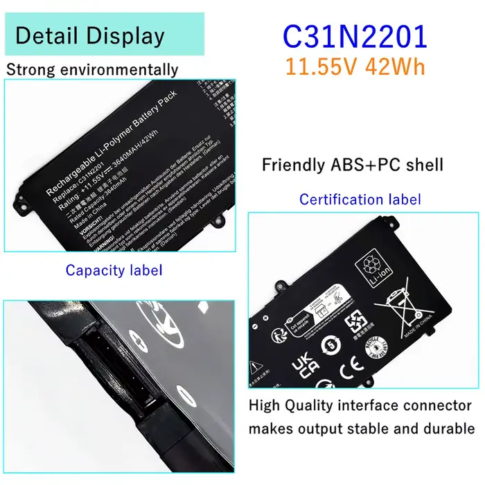 Batterie d'ordinateur portable pour ASUS Vivobook 15 X1504V X1504VA F1504 F1504ZA 16 S1605PA Go 15 E1504F E1504FA OLED X1405VA Série C31N2201
