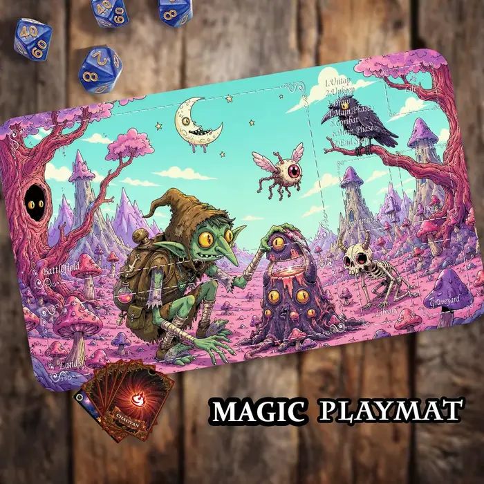 Tapis de jeu MTG, monde fantastique bizarre