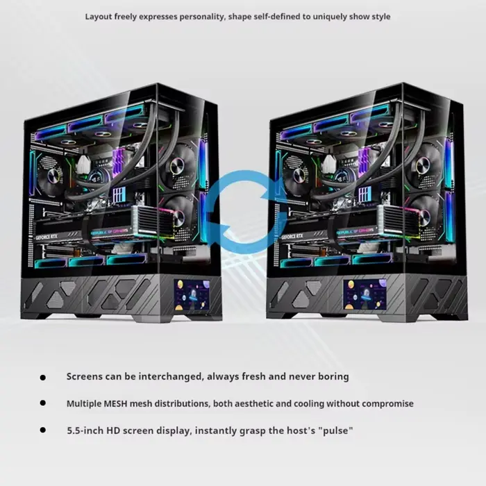 Boîtier PC ATX WJCOOLMAN Millennium avec écran/affichage numérique