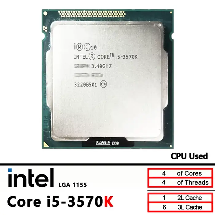 Processeur Intel Core i5 3570K i5-3570K 3.4 GHz Quad-Core Quad-Thread 6M 77W LGA 1155