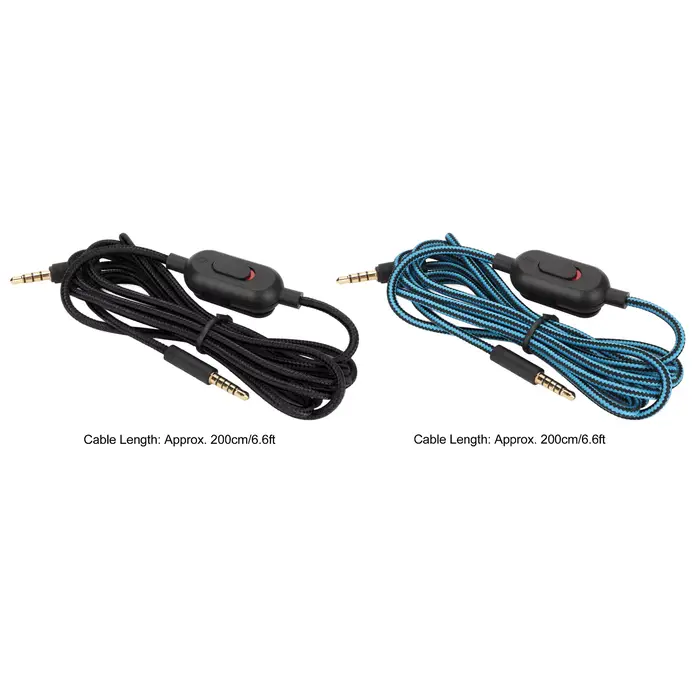 Câble de casque de jeu tressé avec contrôle du volume et fonction muet pour Logitech G Pro G Pro X G433 G233