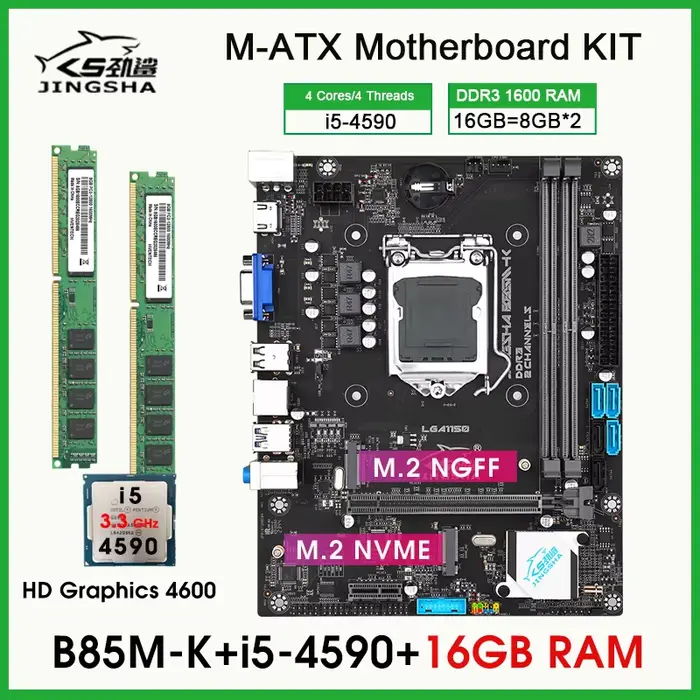 Kit processeur et mémoire pour carte mère B85, Core I5 4590 + 16 Go de RAM, Placa Mae LGA 1150 DDR3,