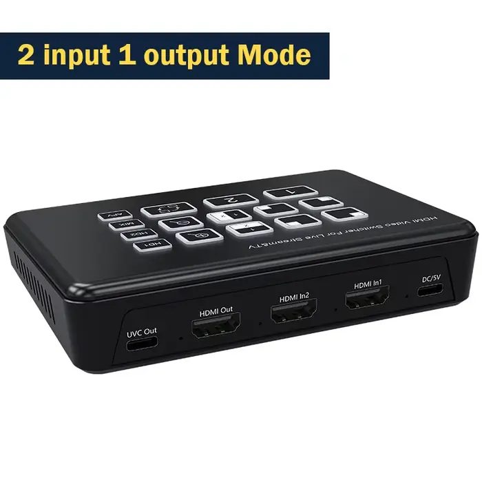 Commutateur vidéo double HDMI pour Streaming en direct, caméra de diffusion en direct 2 canaux, méla