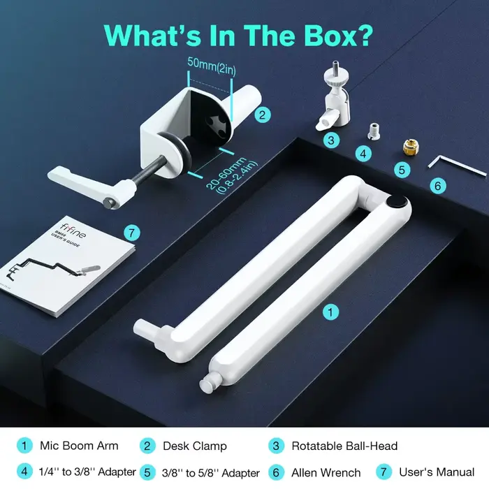 Bras de micro réglable à profil bas avec pince de fixation pour bureau