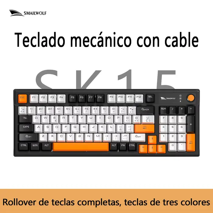 SMAILWOLF SK15 clavier mécanique filaire de jeu pour ordinateur portable retournement complet personnalisé en espagnol