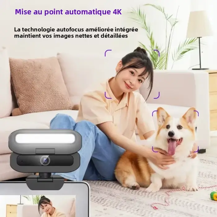 Webcam 4K pour PC avec lumière de remplissage LED