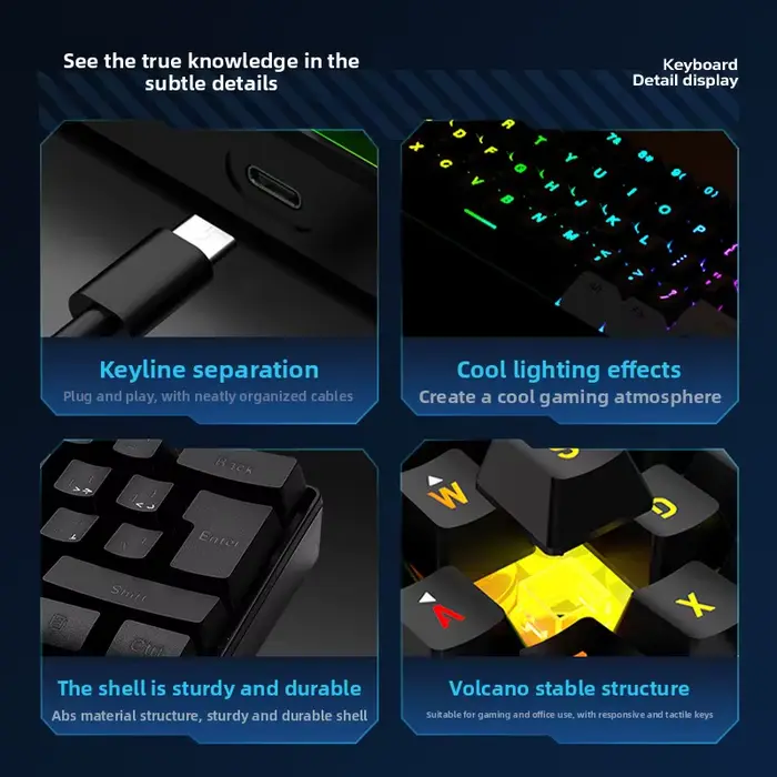 Clavier RGB Gamer 60% Ergonomique Mini PC Blanc