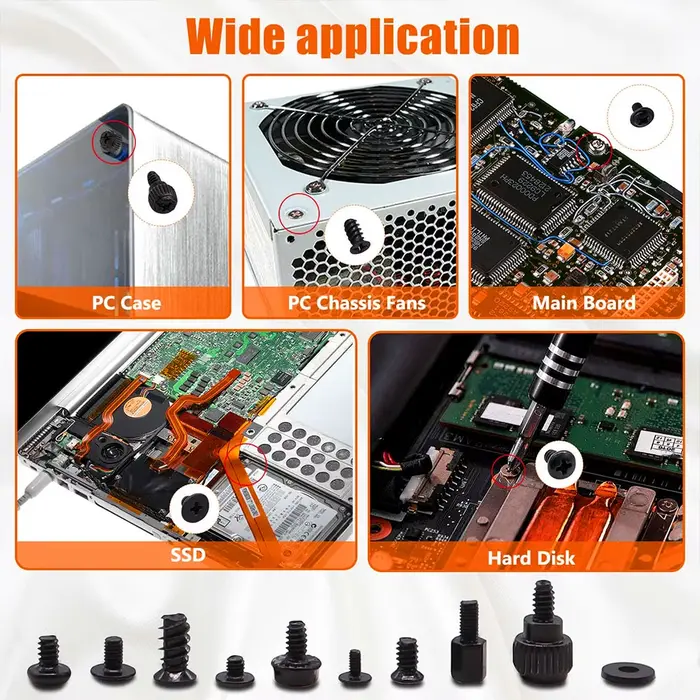 400 pièces vis d'ordinateur vis d'entretoises de carte mère vis PC vis pour ordinateur portable vis de boîtier PC vis de ventilateur vis SSD pour disque dur