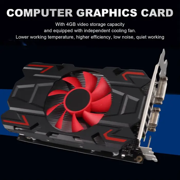 Carte graphique HD7670 4 Go DDR5 128 bits avec ventilateur de refroidissement