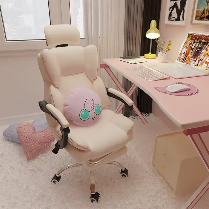 Chaise de Jeu Ergonomique Rose pour Chambre à Coucher