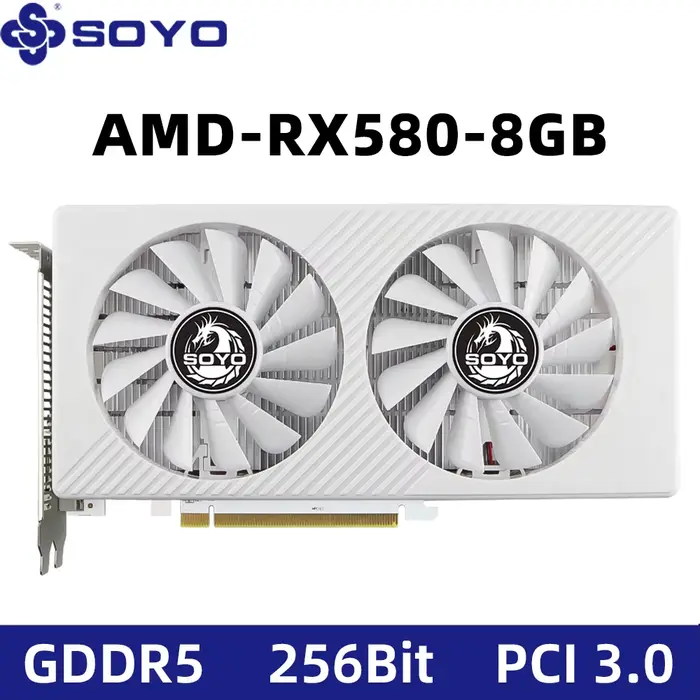 Carte graphique SOYO nouvelle AMD Radeon RX580 8G GDDR5 mémoire 256Bit PCIE3.0x16 cartes GPU de jeu 