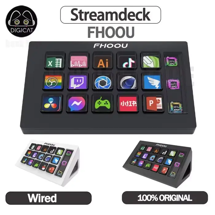 Mini clavier visuel bouton LCD 15 touches contrôleur de création de contenu en direct