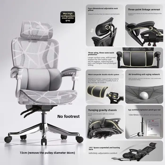 UVR Design ergonomique chaise ménage tabouret inclinable sédentaire confort maille chaise de bureau 