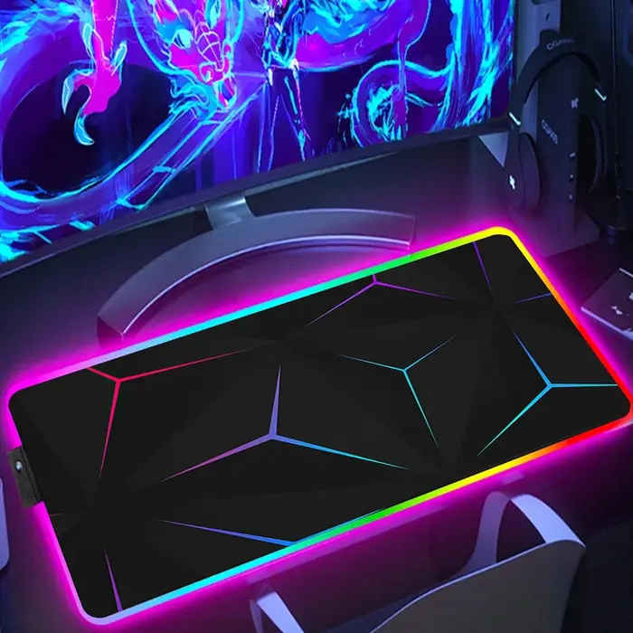 Tapis de souris de jeu hexagonal étendu rvb