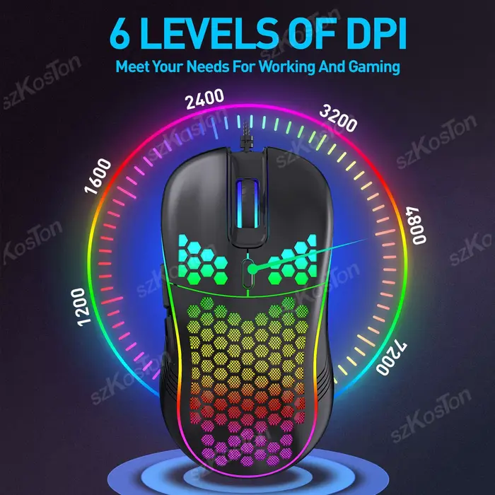 Souris de jeu filaire USB avec rétroéclairage RVB