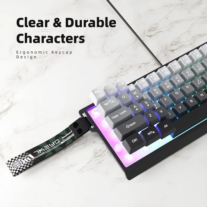 Clavier filaire compact à 60 % avec rétroéclairage RVB et touches de couleur dégradée