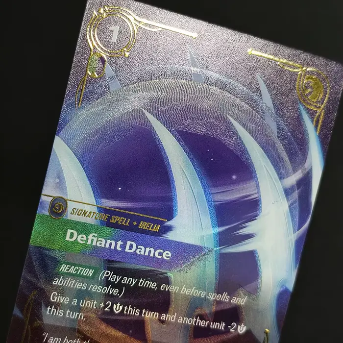 Carte de jeu à collectionner Proxy Riftbound League of Legends Spiritforged SFD Defiant Dance 196/221 Signature Spell Card