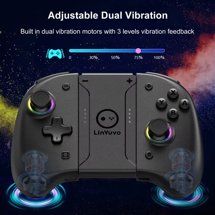 LinYuvo KS37 Joy-pad sans fil météore pour interrupteur/interrupteur OLED, avec gyroscope Programmab