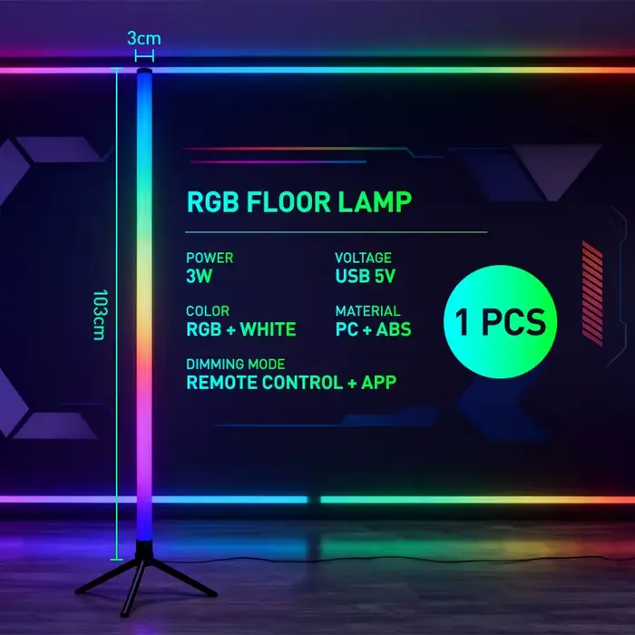 Lampe d'ambiance LED RGB pour jeux vidéo avec télécommande et application, lampe de table pour burea