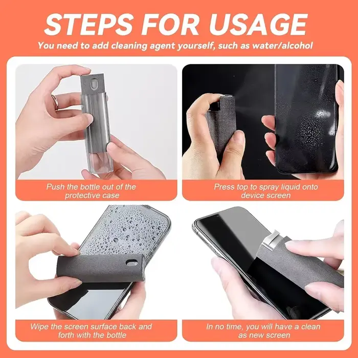 Kit de nettoyage d'écran 2 en 1 pour téléphone/ordinateur portable/tablette/TV/moniteur/écran de voiture