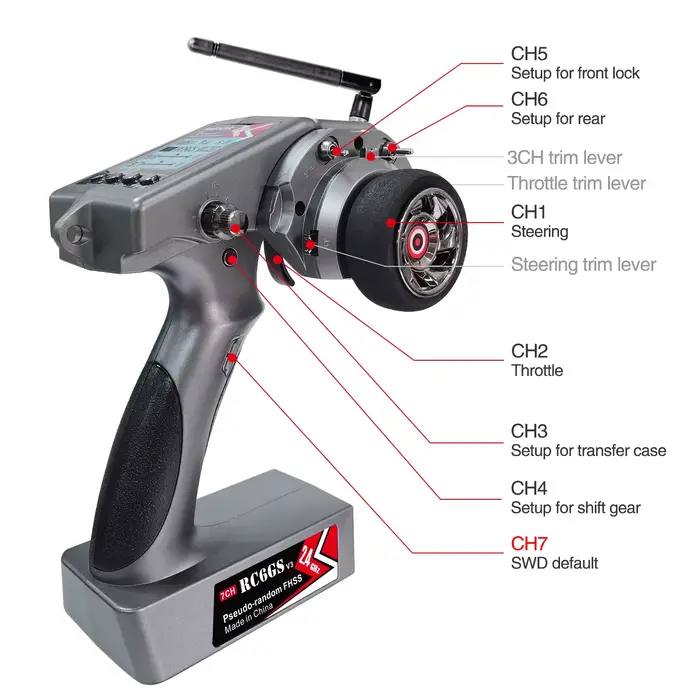 Radiolink RC6GS V3 2.4G transmetteur radio 7 canaux avec récepteur R7FG télémétrie gyroscopique télé