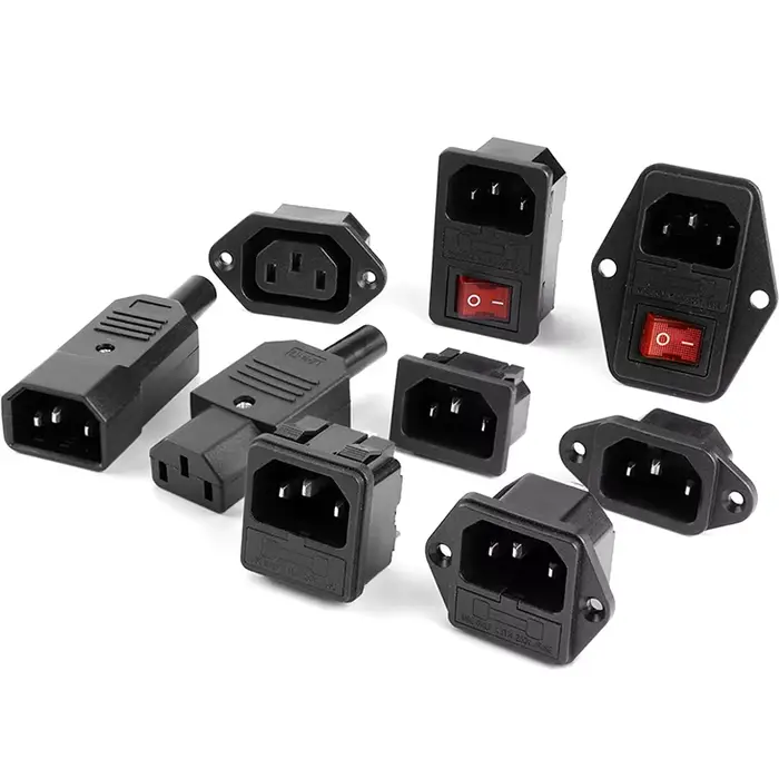 1 pièce Prise de panneau d'alimentation CA noire IEC320 C13 C14, Fiche de câblage réutilisable pour 