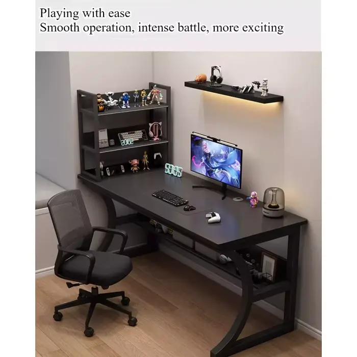 Table de jeu, table d'ordinateur de bureau pour la maison avec étagères