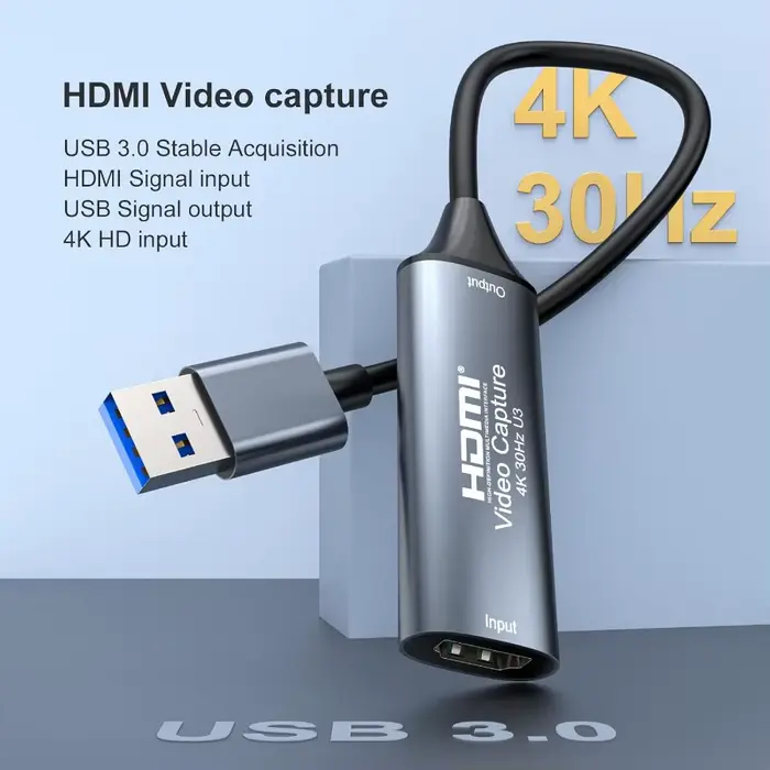 Carte de capture vidéo USB 2.0 3.0/Type-C 4K 30Hz HDMI vers Type C pour Macbook PS4 PC Jeu DVD Enregistrement caméra Diffusion en direct Windows