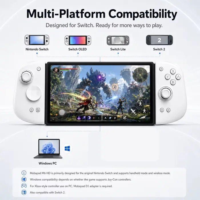 Mobapad M6s/M6 HD pour Nintendo Switch/Switch OLED réglable Joystick effet Hall contrôleur JoyPad panneaux couverture
