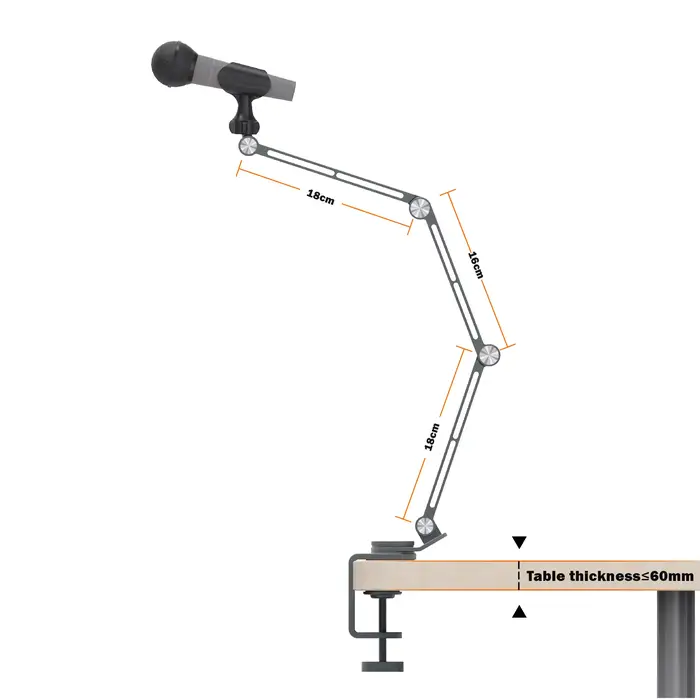 Bras télescopique pour microphone réglable