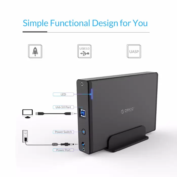 ORICO 3.5 ''boîtier de disque dur SATA vers USB 3.0 adaptateur boîtier de disque dur externe pour 2.