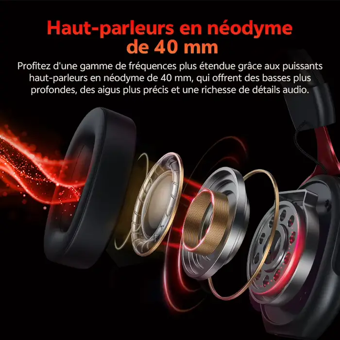 QCY VN200 Pro casque de jeu filaire avec micro 40mm pilote 7.1 Surround sur l'oreille