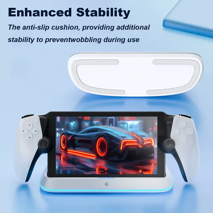 HONCAM Station de chargement pour PlayStation Portal 7 Modes d'éclairage rvb support de chargeur de Console avec charge de sécurité à trois Protection