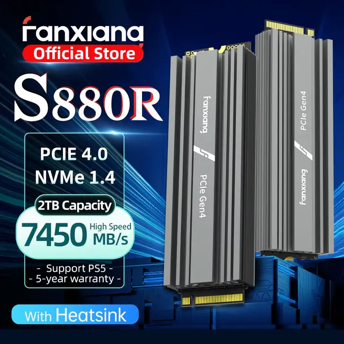 Fanxiang S880R 7450MB/s SSD NVMe M.2 2280 4TB 2TB 1TB Disque dur interne à semi-conducteurs avec dis