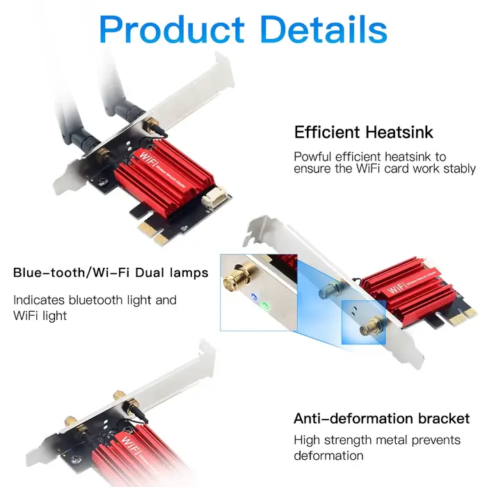 Adaptateur sans fil WiFi 5 AC1200 PCI-E