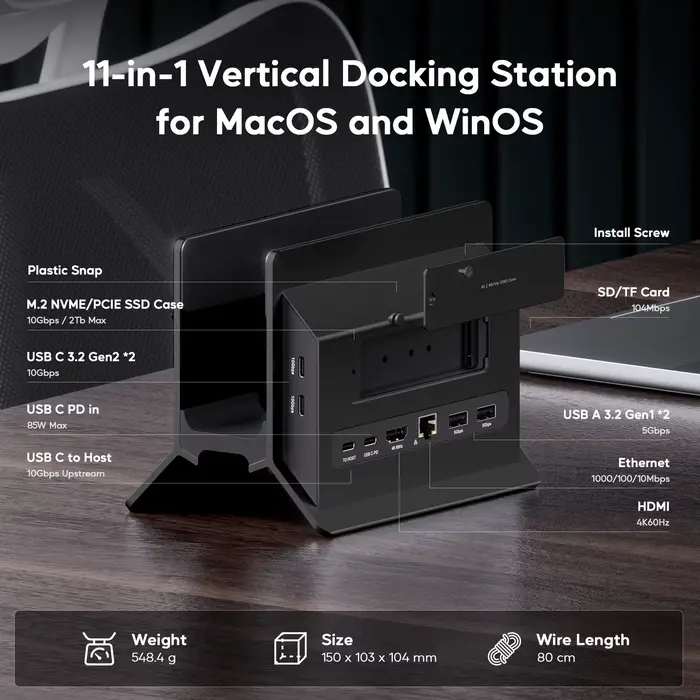 Station d'accueil pour ordinateur portable PULWTOP avec extension SSD M.2