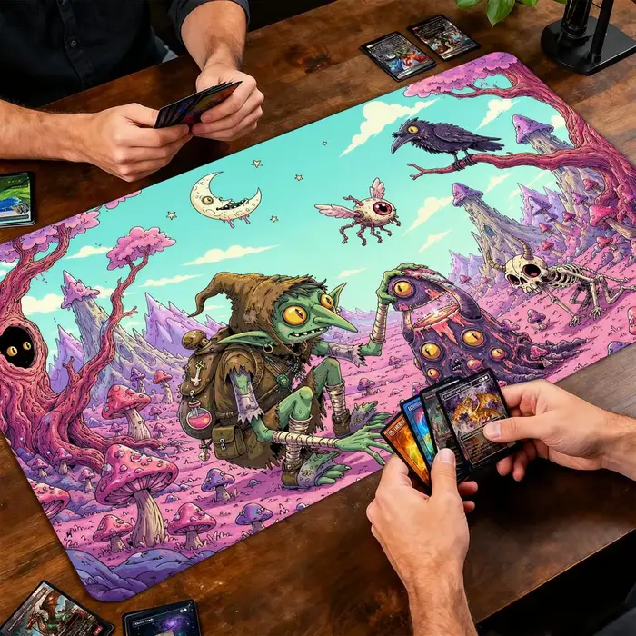 Tapis de jeu MTG, monde fantastique bizarre