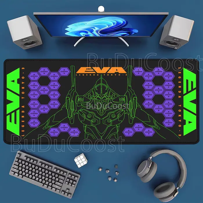Grand tapis de souris E-E-Evangelione, tapis de bureau XXL, accessoires de bureau, tapis de jeu pour
