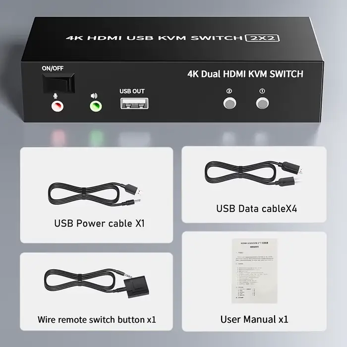 Commutateur KVM HDMI double moniteur 4X2/2X2
