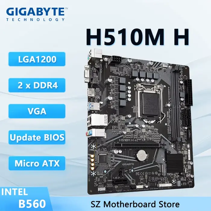 Carte mère GIGABYTE H510M H LGA1200, mémoire RAM DDR4, compatible CPU B560, i5-10400F, i7-10700F, i5