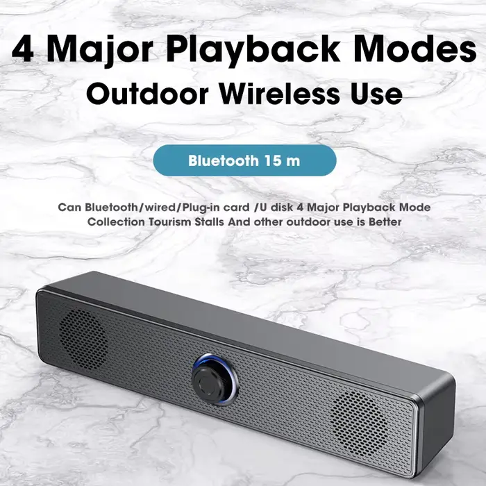 Barre de son pour PC, haut-parleur Bluetooth filaire/sans fil