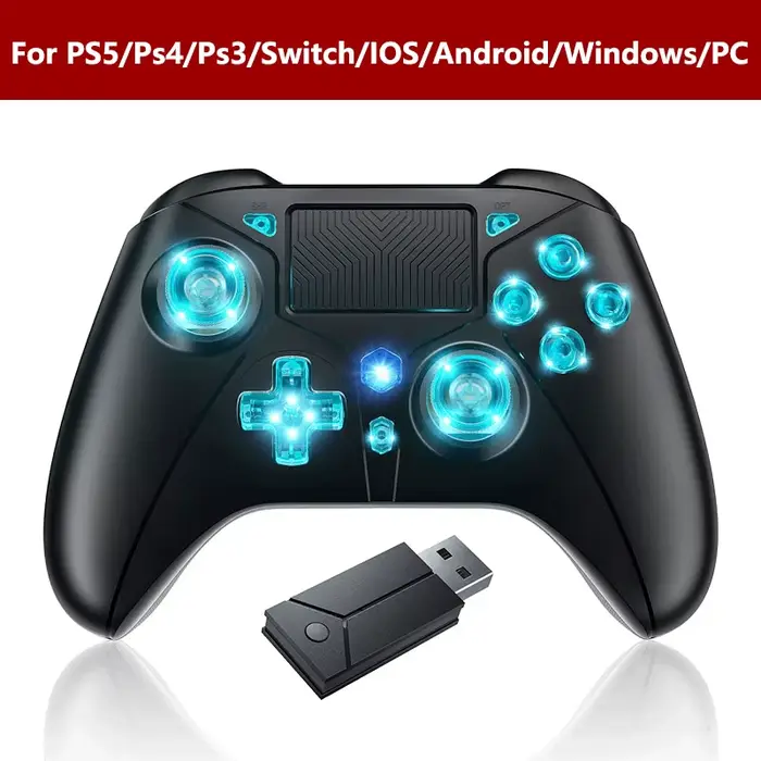 Manette de jeu sans fil pour console PS5/PC, contrôleur 6 axes gyroscopique à double vibration à eff