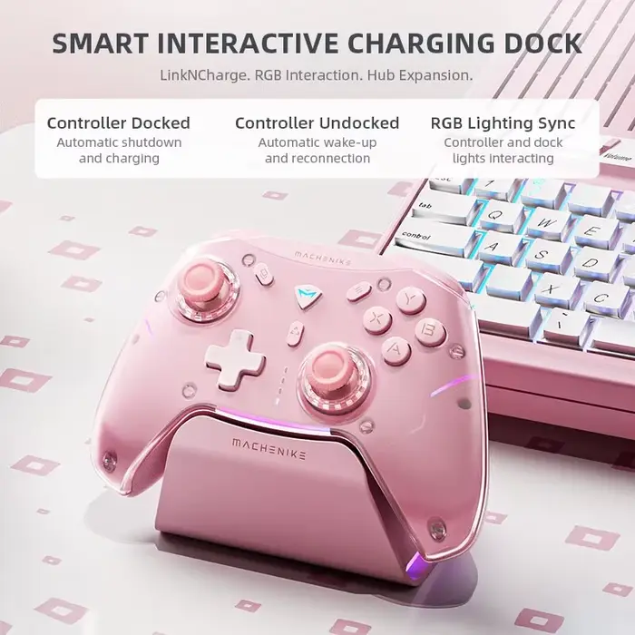 MACHENIKE G5Pro Max contrôleur de jeu avec station de charge RGB manette de jeu sans fil effet Hall 
