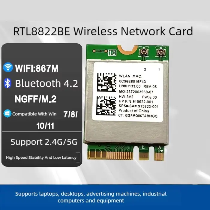 RTL8822BE carte réseau double bande 867M +