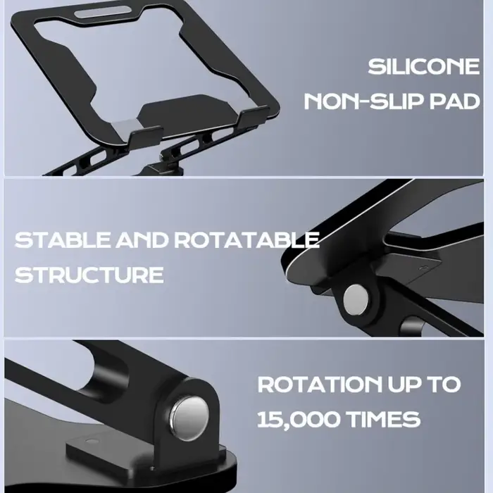 Support de téléphone et tablette réglable en alliage d'aluminium DT-02B pour ordinateurs portables jusqu'à 17 pouces