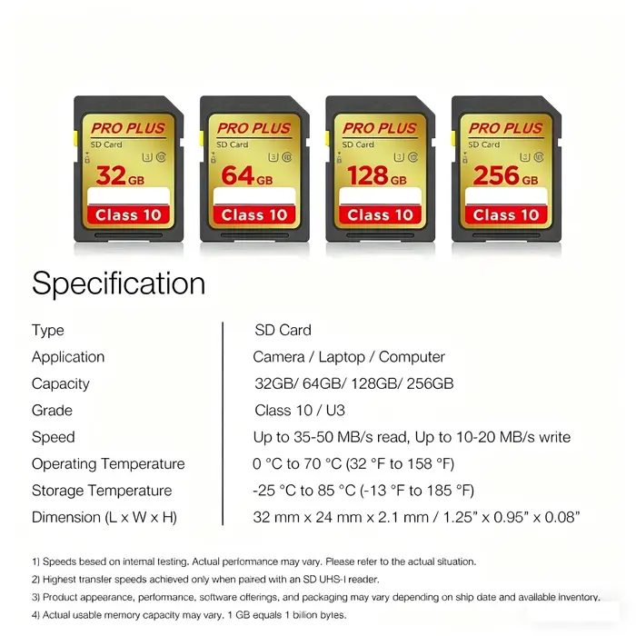 Carte SD haute vitesse classe 10 8 Go 16 Go 32 Go 64 Go 128 Go 256 Go