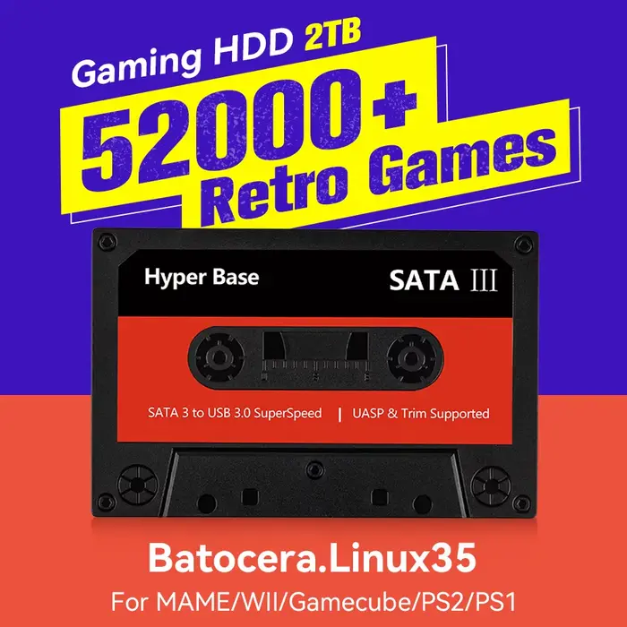 Console de jeux rétro Batocera 500 Go/2 To avec plus de 52 000